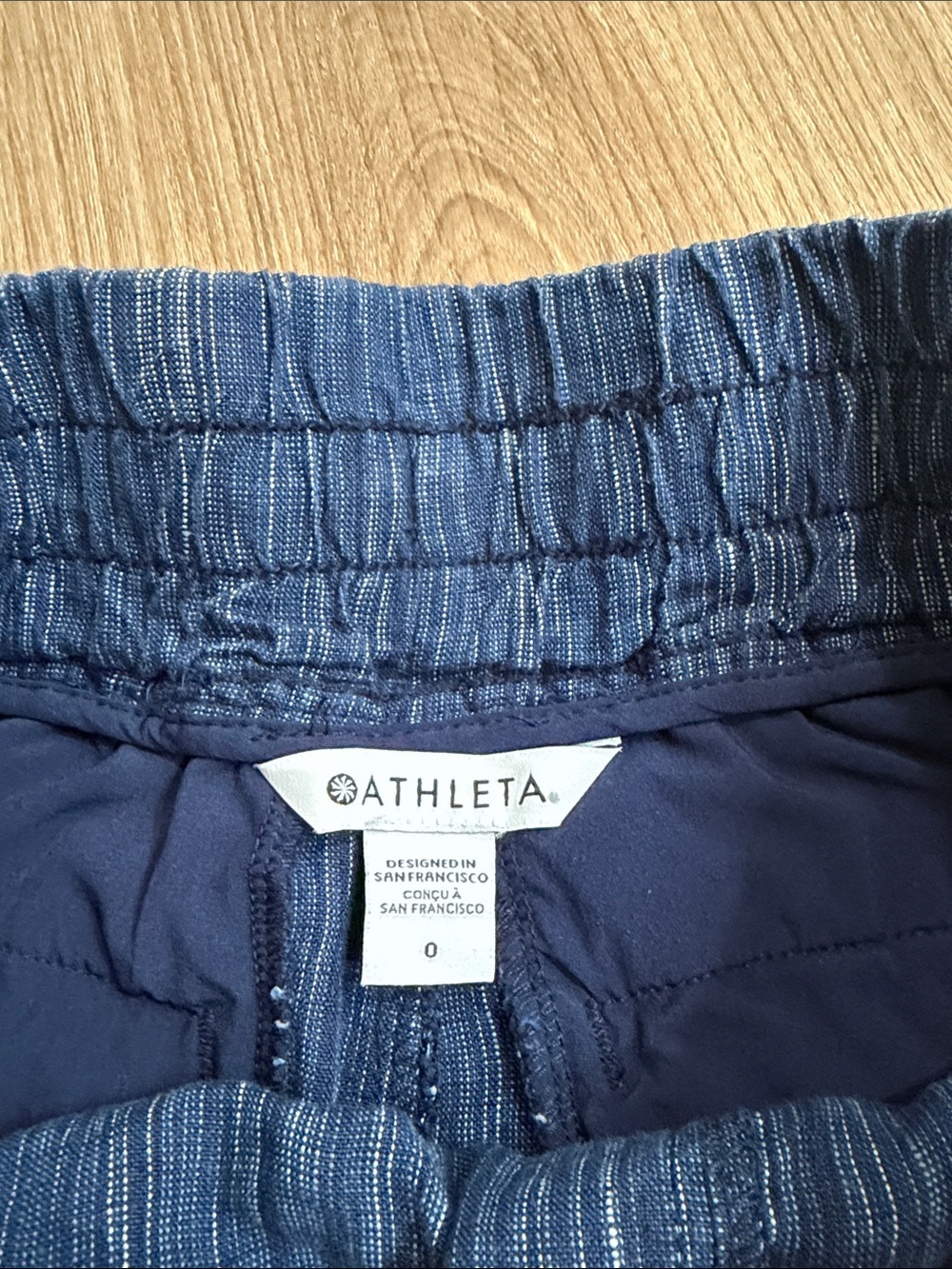 Athleta Cabo Blue 100% Linen Textured Drawstring Shorts Size 0 and 8 - Picture 5 of 11